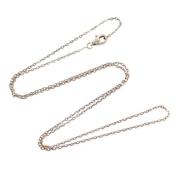 Vintage Sterling Silver 925 1.1mm Gold Tone Cable Chain Necklace 18" - Picture 1 of 3